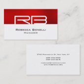 Red White Grey Monogram Manager Visitekaartje (Voorkant / Achterkant)