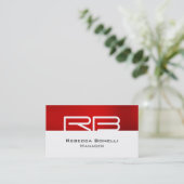 Red White Grey Monogram Manager Visitekaartje (Staand voorkant)