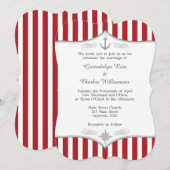 Red White Grey Nautical Wedding Invitation Kaart (Voorkant / Achterkant)