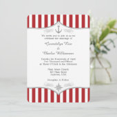 Red White Grey Nautical Wedding Invitation Kaart (Staand voorkant)