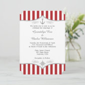 Red White Grey Nautical Wedding Invitation Kaart (Staand voorkant)