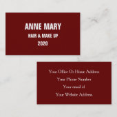 Red White Hair en make up up Stylish Modern Burgun Visitekaartje (Voorkant / Achterkant)