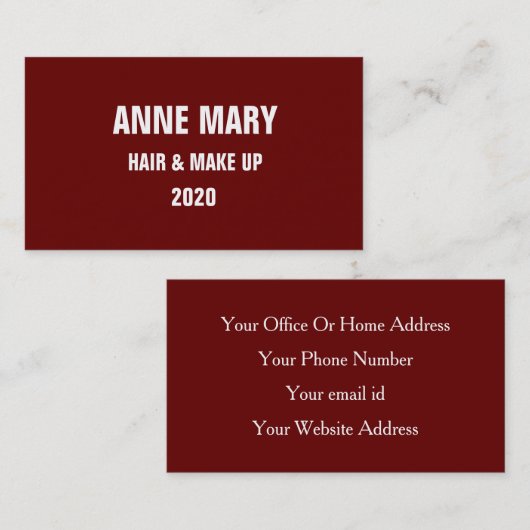 Red White Hair en make up up Stylish Modern Burgun Visitekaartje (Voorkant / Achterkant)