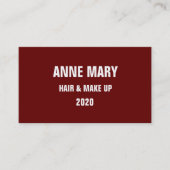 Red White Hair en make up up Stylish Modern Burgun Visitekaartje (Voorkant)