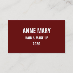 Red White Hair & make up Stylish Modern Burgundy Visitekaartje