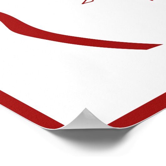 Red & White Hand Drawn Bow Wedding Welcome Sign Poster (Hoek)