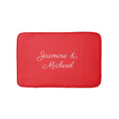 Red & White Handwriting Couple Names Wedding Badmat (Voorkant)