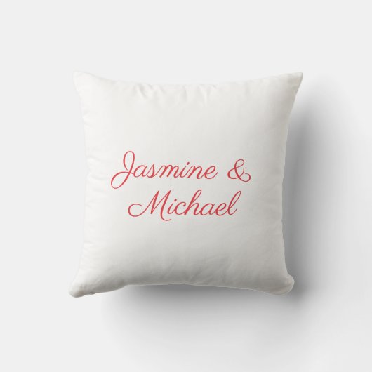 Red & White Handwriting Couple Names Wedding Kussen (Achterkant)