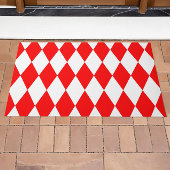 Red White Harlequin Diamonds Checkers Design Deurmat