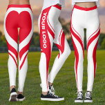 Red White Heart Butt Team Uniform Logo Cheerleader Leggings<br><div class="desc">Nog een gedurfd paar leggings van JessicaAmber - vraag naar aangepaste bestellingen! Deze activewear leggings zijn geweldig voor meer bescheiden cheerleaders. Ze zijn voorzien van contrasterende rondingen in wit en rood en een hart op de kont om je afgezwakte figuur te benadrukken. U kunt de kleuren aanpassen aan uw teamkleuren!...</div>