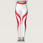 Red White Heart Butt Team Uniform Logo Cheerleader Leggings (Voorkant)