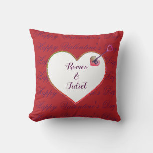 Red White Heart Couple Love Elegant Valentijnsdag Kussen