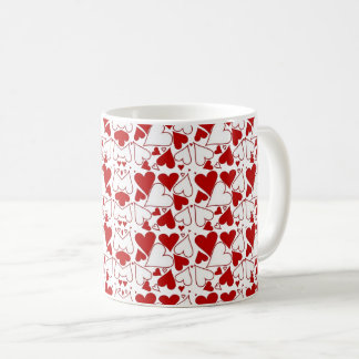 Red & White Heart Pattern Love-Themed Koffiemok