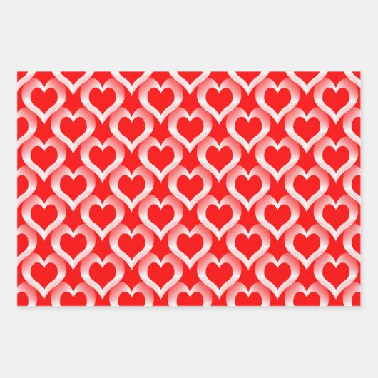 Red White Hearts Pattern Inpakpapier Vel (Voorkant)