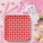 Red White Hearts Pattern Papieren Bordje (Feest)