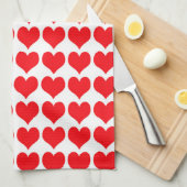 Red White Hearts Pattern Theedoek (Quarter Fold)