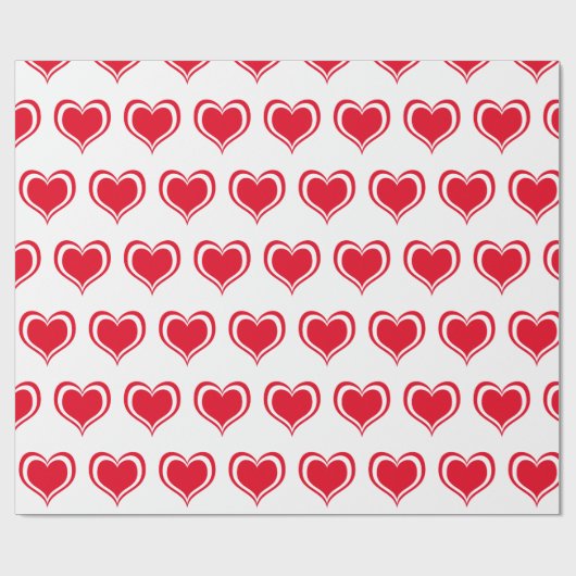 Red White Hearts Valentijnsdag Pattern Love Cadeaupapier (Vlak)