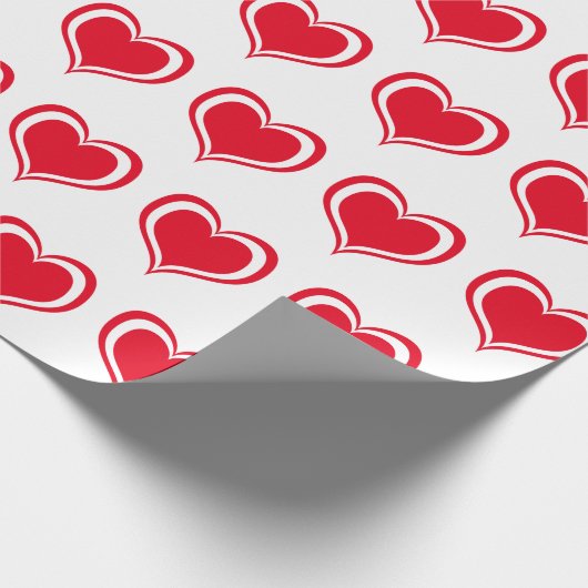 Red White Hearts Valentijnsdag Pattern Love Cadeaupapier (Hoek)