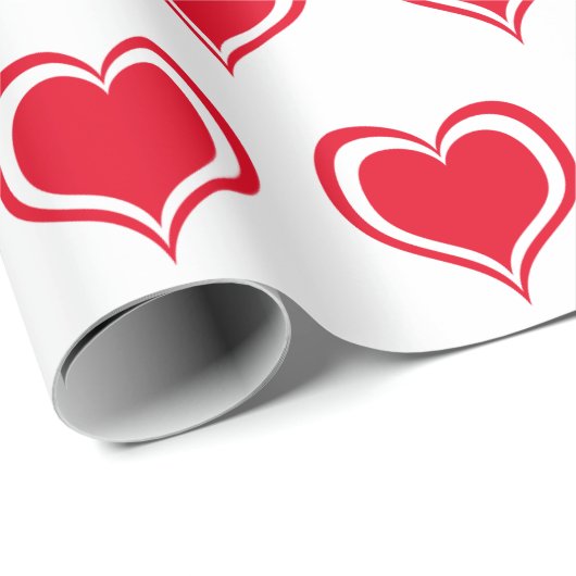 Red White Hearts Valentijnsdag Pattern Love Cadeaupapier (Rol Hoek)