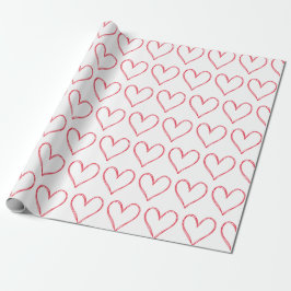 Red White Hearts Valentijnsdag Pattern Love Wrapp Cadeaupapier