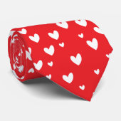 Red White Hearts Valentijnsdag Stropdas (Opgerold)