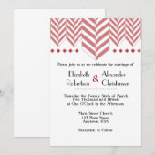Red White Herringbone Wedding Invitation Kaart (Voorkant / Achterkant)