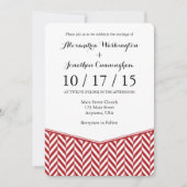 Red White Herringbone Wedding Invitation Kaart (Voorkant)