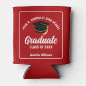 Red White High School Afstuderen aangepast Afstude Blikjeskoeler (Voorkant)