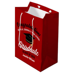 Red White High School Afstuderen aangepast Afstude Medium Cadeauzakje