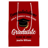Red White High School Afstuderen aangepast Afstude Medium Cadeauzakje (Achterkant)
