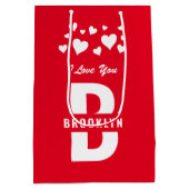 Red White Hipster Monogram Happy Valentijnsdag Medium Cadeauzakje (Achterkant)