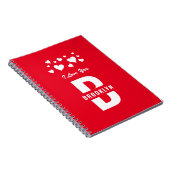 Red White Hipster Monogram Happy Valentijnsdag Notitieboek (Rechterzijde)