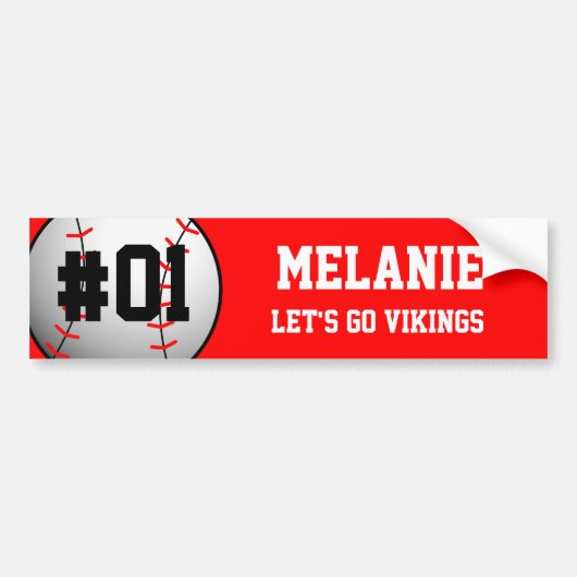 Red White-honkbalteam Bumpersticker (Voorkant)