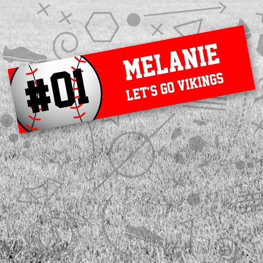 Red White-honkbalteam Bumpersticker