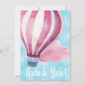 Red White Hot Air ballon in Blue Sky Hartelijk dan Bedankkaart (Voorkant)