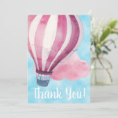 Red White Hot Air ballon in Blue Sky Hartelijk dan Bedankkaart (Staand voorkant)