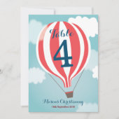 Red White Hot Air Ballon Table Number Card Kaart (Voorkant)