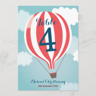 Red White Hot Air Ballon Table Number Card Kaart