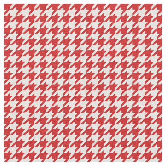 Red White Houndstooth Pattern Fabric Stof (Close Up)