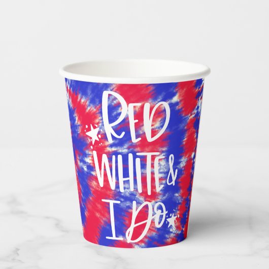 Red White I Do 4th July Bachelorette Papieren Bekers (Achterkant)