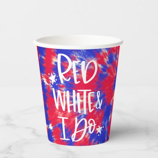 Red White I Do 4th July Bachelorette Papieren Bekers (Voorkant)