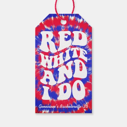 Red White I Do 4th July vrijgezellenfeest Cadeaulabel (Voorkant)
