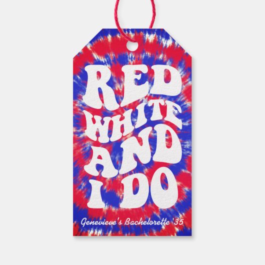 Red White I Do 4th July vrijgezellenfeest Cadeaulabel (Achterkant)
