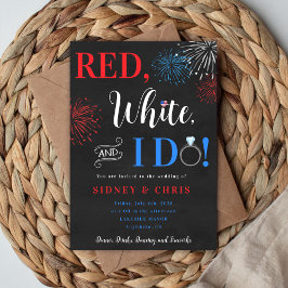 Red White & I Do 4th of July Wedding Invitation Kaart