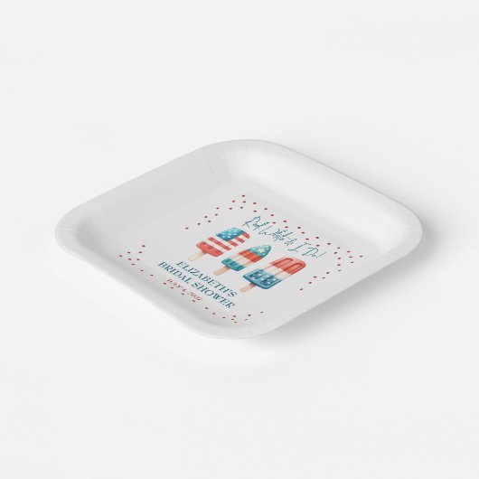 Red, White & I Do Patriotic Popsicle Vrijgezellenf Papieren Bordje (Gebogen)