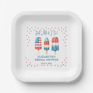 Red, White & I Do Patriotic Popsicle Vrijgezellenf Papieren Bordje