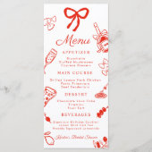 Red & White Italian Food Bridal Shower Flat Menu (Voorkant)
