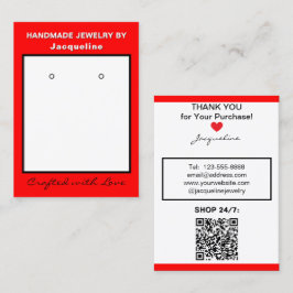 Red White Jewelry Earrings Website QR Code Visitekaartje