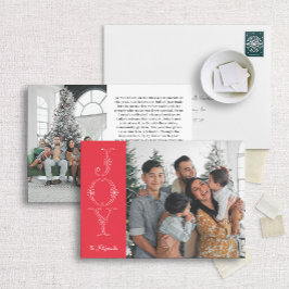 Red & White Joy Kalligrafie Foto Kerst Kaart