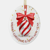 Red White Kerstmis Bauble Holiday Keramisch Ornament (Rechts)